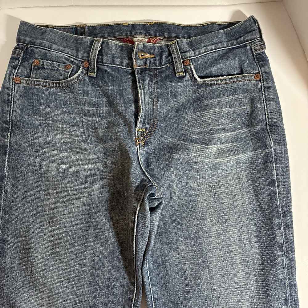 Lucky Brand Blue Straight Denim Jeans Regular Fit Mid Rise Distressed